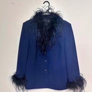Navy Fur Collar jackdet